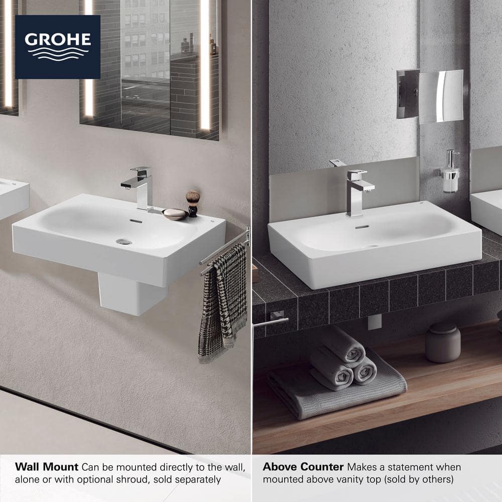 Eurocube Alpine White 24" Ceramic Wall-Mount Bathroom Sink