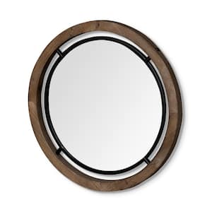 Medium Round Naturally Finished Wood Classic Mirror (24.3 in. H x 24.3 in. W)
