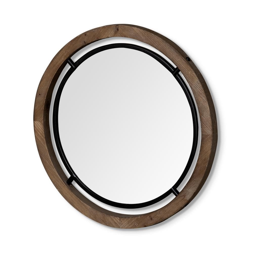 Mercana Medium Round Naturally Finished Wood Classic Mirror (28.0 in. H x 28.0 in. W) -  68004