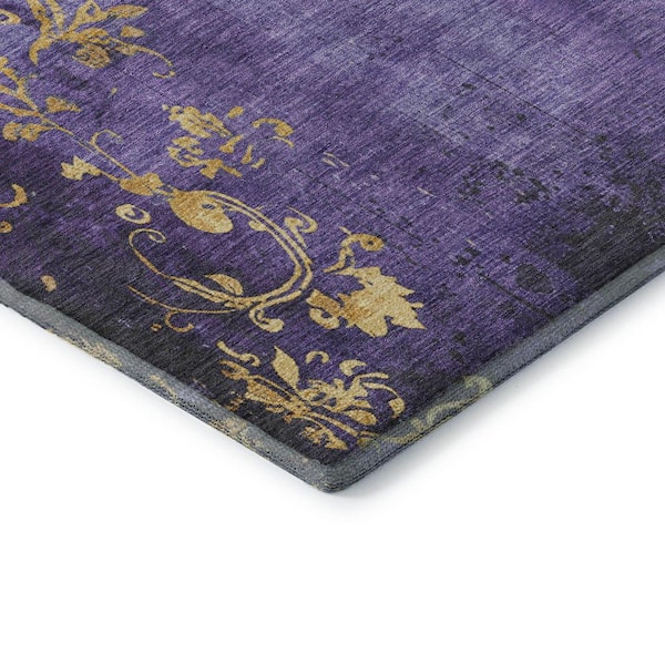 Mayfield Premium Machine Washable Abstract AMF1788 Purple 3 ft. x 5 ft. Area Rug