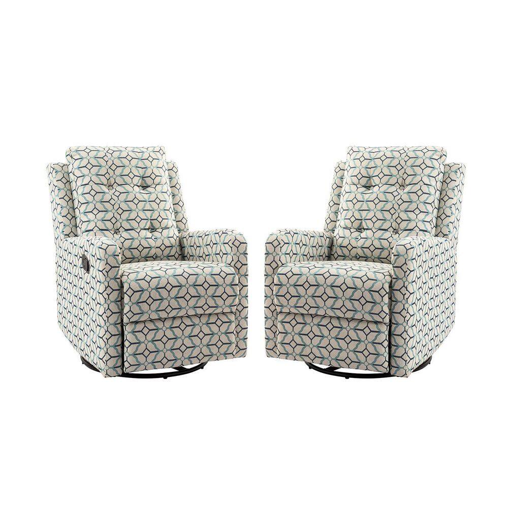 ARTFUL LIVING DESIGN Felipe MultiFloral Ivory Wing Back Swivel Rocker