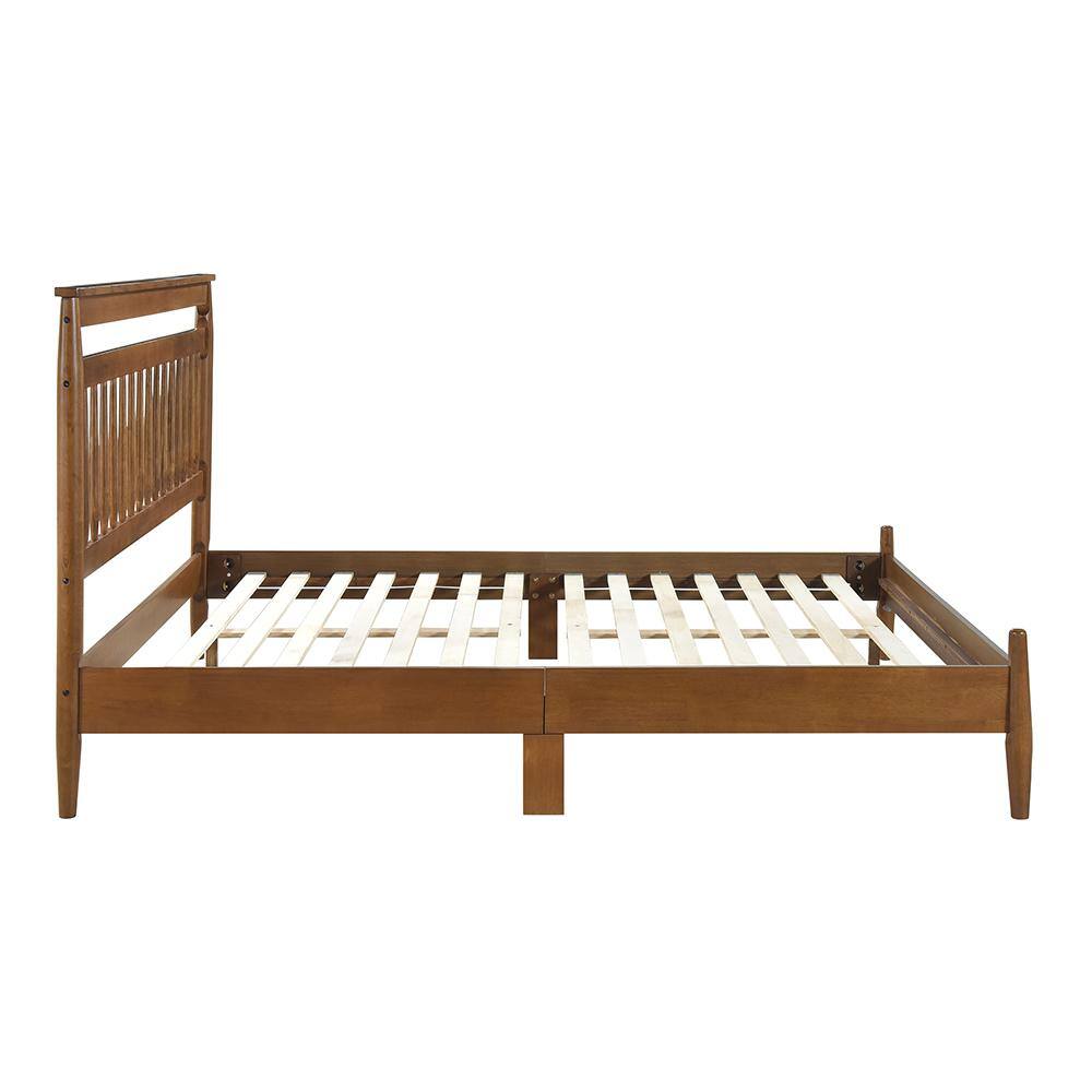 Chestnut Wood King Platform Bed with Spindle Headboard