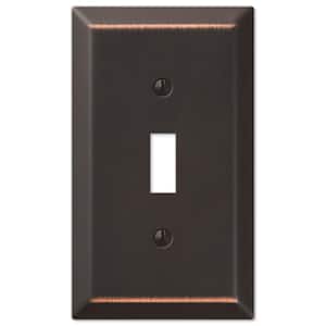 Metallic 1-Gang Aged Bronze Toggle Stamped Steel Wall Plate