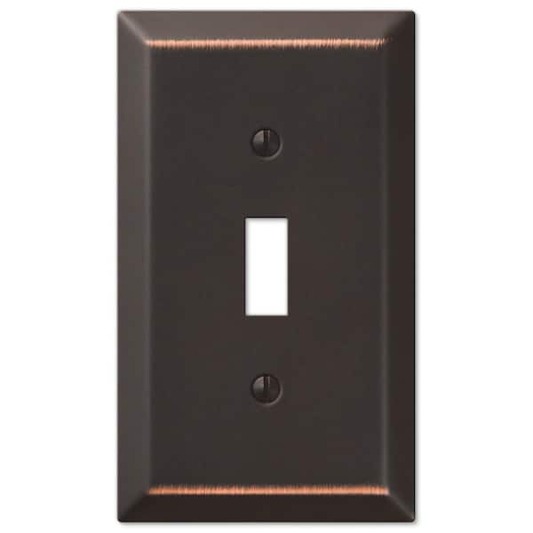 AMERELLE Metallic 1-Gang Aged Bronze Toggle Stamped Steel Wall Plate