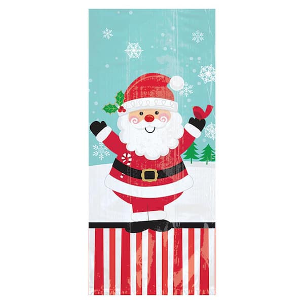 Amscan 9.5 in x 4 in. x 2 in. Christmas Jolly Santa Cello Small Party Bag (20-Count 7-Pack)