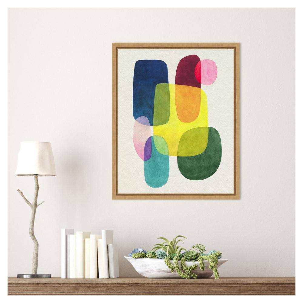 Sunlit Spectrum II Abstract Canvas Art with Maple Frame
