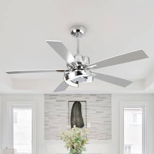 52 in. Integrated LED Indoor Chrome 6-Speed Ceiling Fan with Light and Remote Control Included
