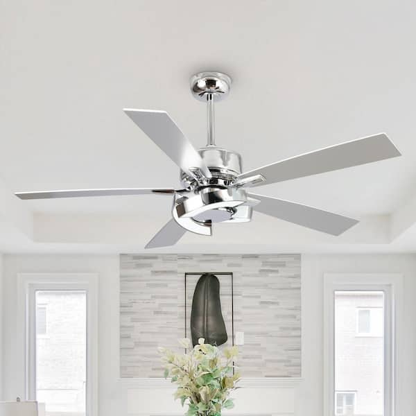 Parrot Uncle 52 in. Integrated LED Indoor Chrome 6-Speed Ceiling Fan ...