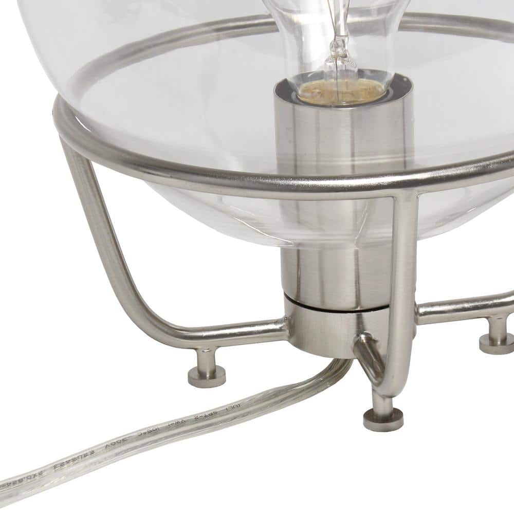 Modern Brushed Nickel Globe Shade Nightstand Lamp