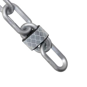2 in. (#8,51 mm) x 100 ft. Silver Reflective Plastic Barrier Chain