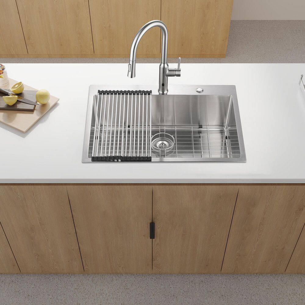 33 in. Drop-In Single Bowl Stainless Steel Kitchen Sink Stainless Steel
