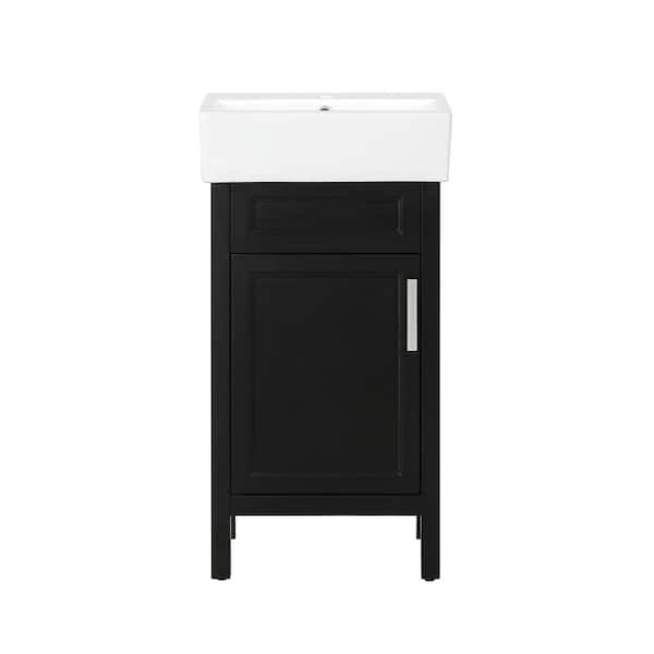 Arvesen 18 in. Single Sink Espresso Bath Vanity with White Ceramic Top (Assembled)