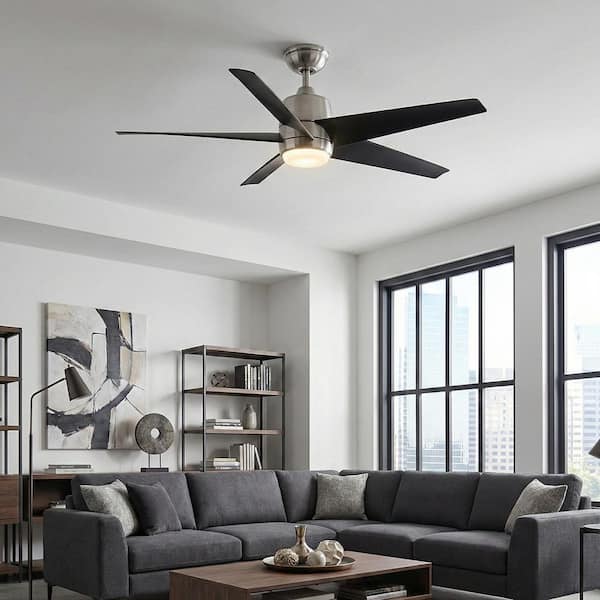 Hampton Bay Mena 54 in. White Color Changing Integrated LED Indoor