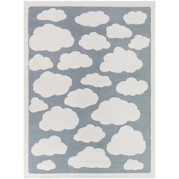 Cumulus Teal 5 ft. 3 in. x 7 ft. Kids Clouds Area Rug