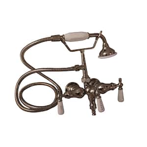 3-Handle Claw Foot Tub Faucet with Old Style Spigot and Hand Shower in Polished Nickel