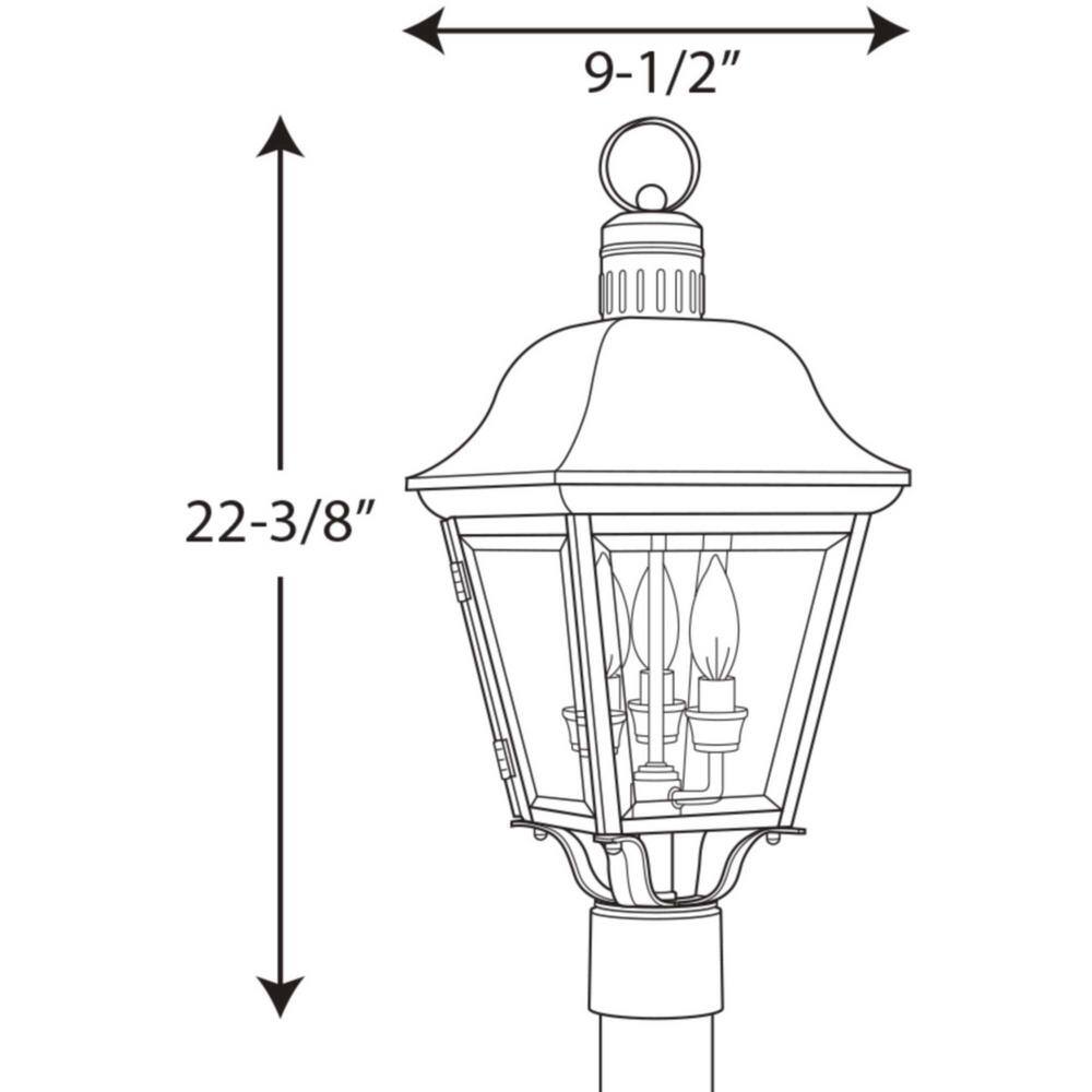 Andover Antique Bronze 3-Light Outdoor Post Lantern with Beveled Glass