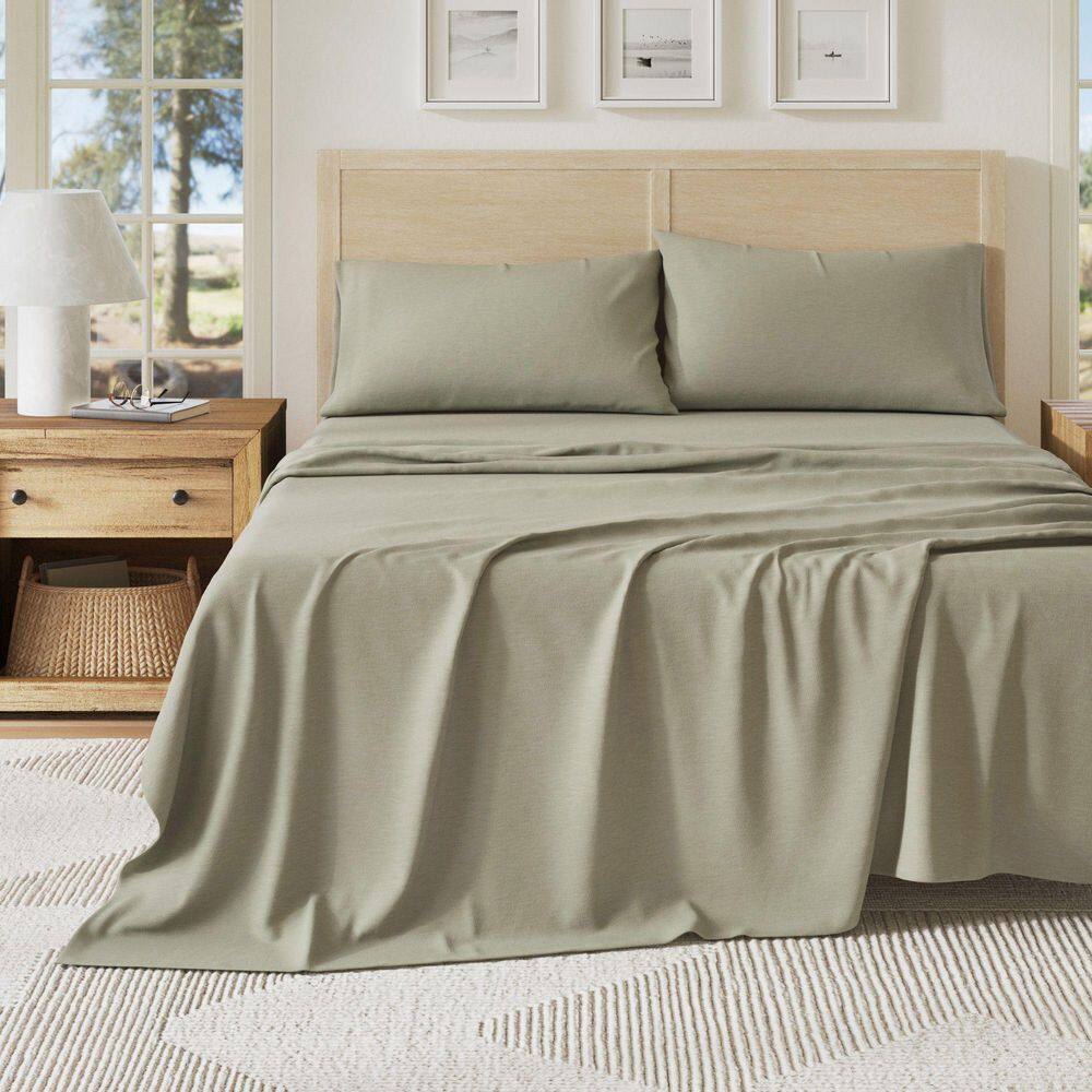 Green Ultra-Soft Cotton Heathered Melange Jersey Knit King Sheet Set price history on PriceWatchPro