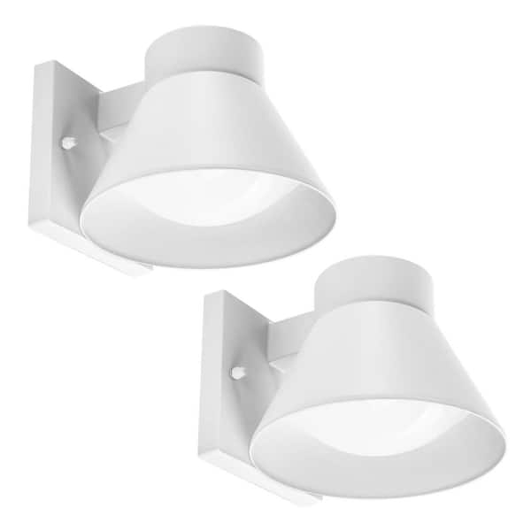 2 Pack LED Outdoor White Front Porch Lights, Waterproof Anti-Rust Garden Torches for Patio, Doorway, Garage
