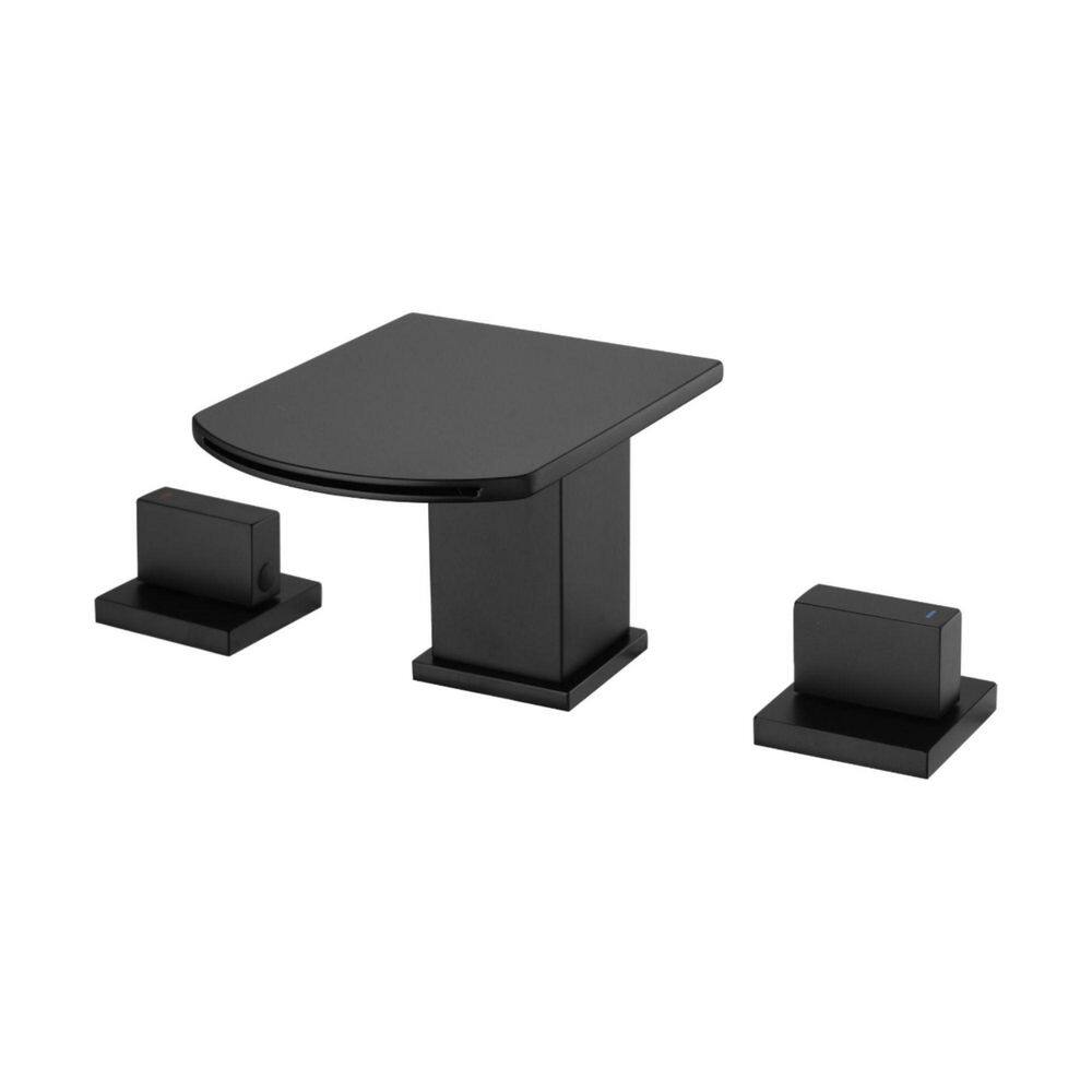 8 in. Widespread Double Handle Bathroom Faucet Waterfall Sink Taps in Matte Black price history on PriceWatchPro
