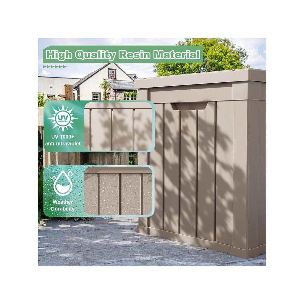 Light Brown Resin Lockable Outdoor Storage Deck Box
