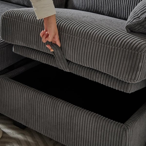 Magic Home 113.5 in. Square Arm L-Shaped 6-Seater Convertible