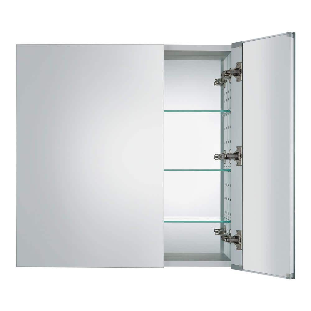 30" x 30" Aluminum Mirrored Medicine Cabinet with Adjustable Shelves