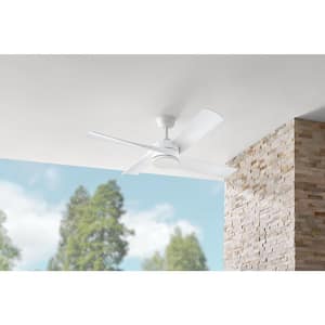 Baymore 52 in. Indoor/Outdoor Matte White Ceiling Fan with Remote Control Included