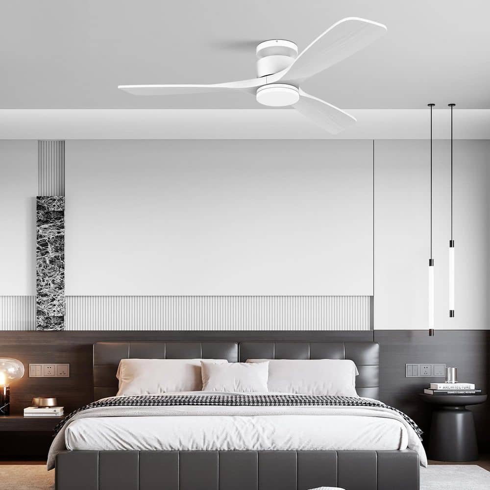 52 in. White Smart Flush Mount Outdoor Indoor Ceiling Fan w/ LED Light Remote/APP/Google Home Reversible DC Motor Quiet price history on PriceWatchPro