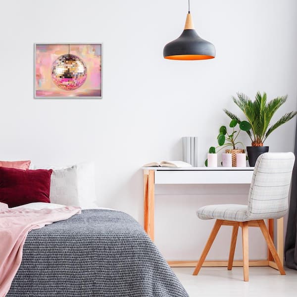 Mirrored Disco Ball by Nini Art Gray Framed Music Giclee Art Print 16 in. x 20 in.