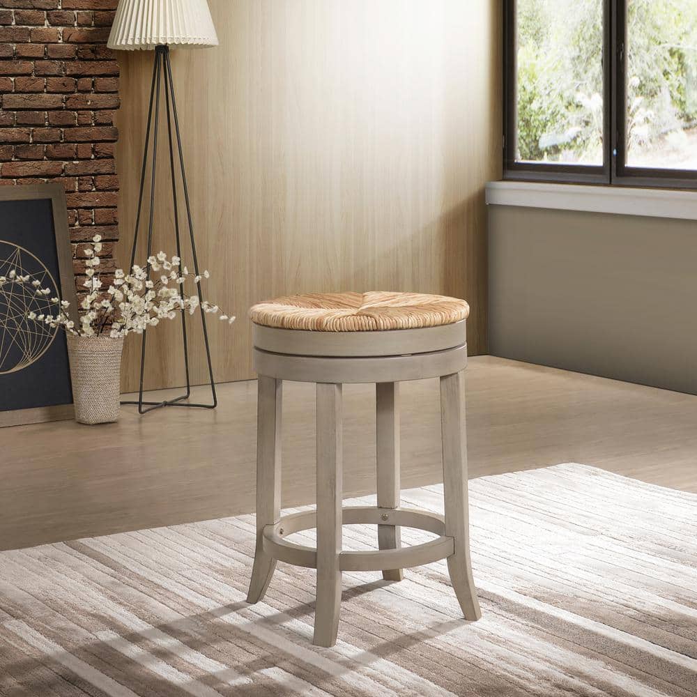 Irving 24" Weathered Gray Wood Swivel Counter Stool