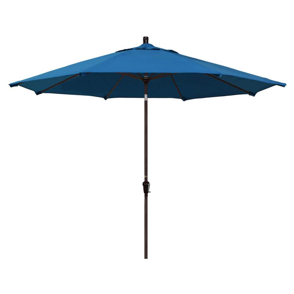 11 ft. Bronze Aluminum Market Patio Umbrella with Aluminum Ribs Auto Tilt Crank Lift in Pacific Blue Pacifica price history on PriceWatchPro