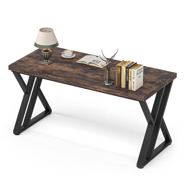 BYBLIGHT 55 in. Computer Desk Brown Manufactured Wood BYBLIGHT 55 in. Computer Desk Brown Manufactured Wood