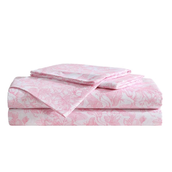 Fairytale Floral 3 Piece Pink Microfiber Twin Sheet Set