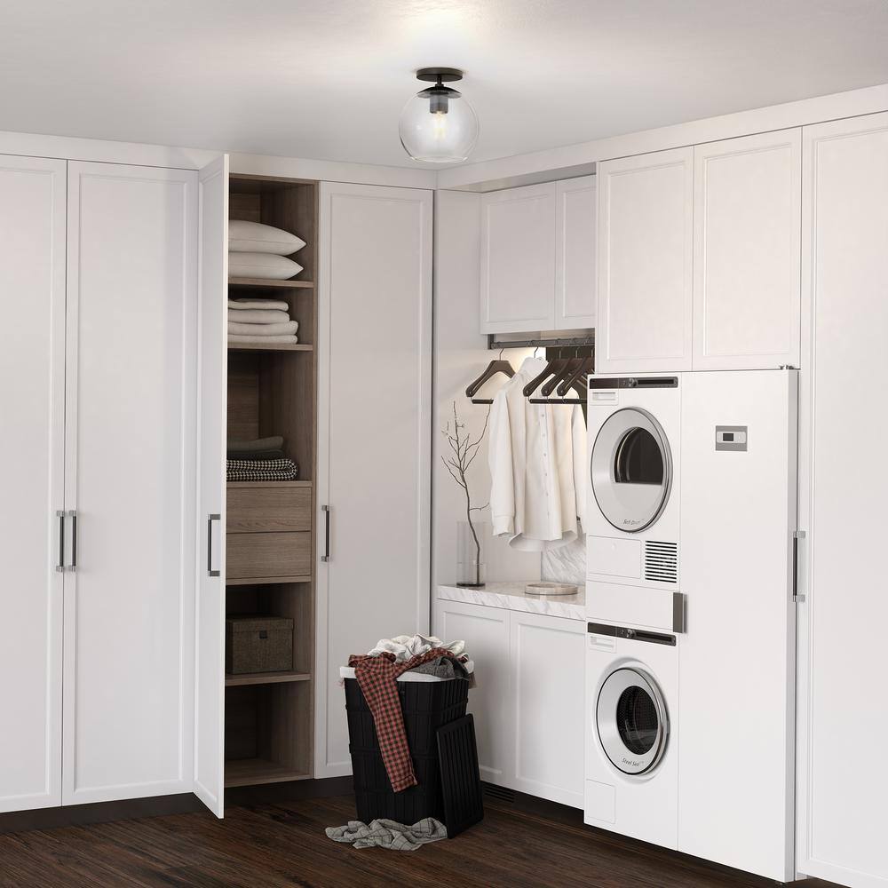 Matte Black and Clear Glass Globe Semi Flush Mount