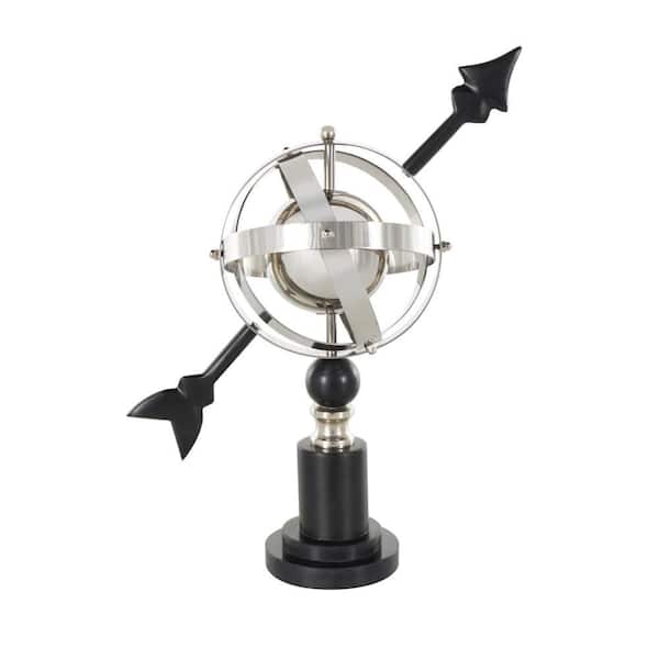Litton Lane 15 in. Black Stainless Steel Metal Armillary Decorative Globe with Black Round Base