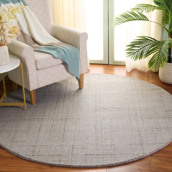 Abstract 6 ft. x 6 ft. Round Light Gray Classic Marle Area Rug