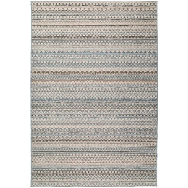 Brighton Beige/Blue 3 ft. 11 in. x 5 ft. 7 in. Contemporary Polypropylene Area Rug