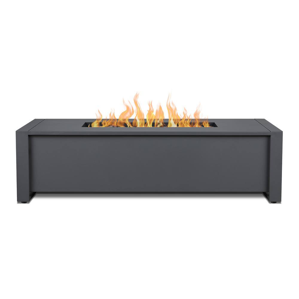 Sleek Gray 52" Aluminum Gas Fire Pit Table with Adjustable Flame