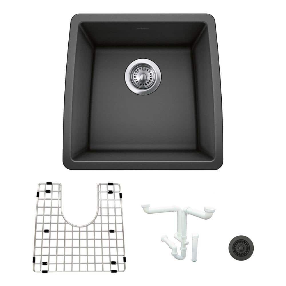 Performa Granite Composite 17.5 in. Undermount Bar Sink Kit in Anthracite w