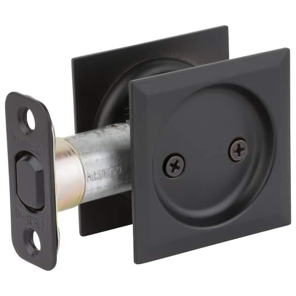 Kwikset Matte Black Square Hall/Closet Pocket Door Lock 334514SQTPCKTDR -  The Home Depot