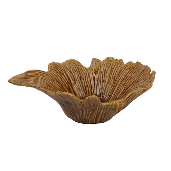 Benjara Modern Brown Abstract Ceramic 13.25 in. Decorative Bowl