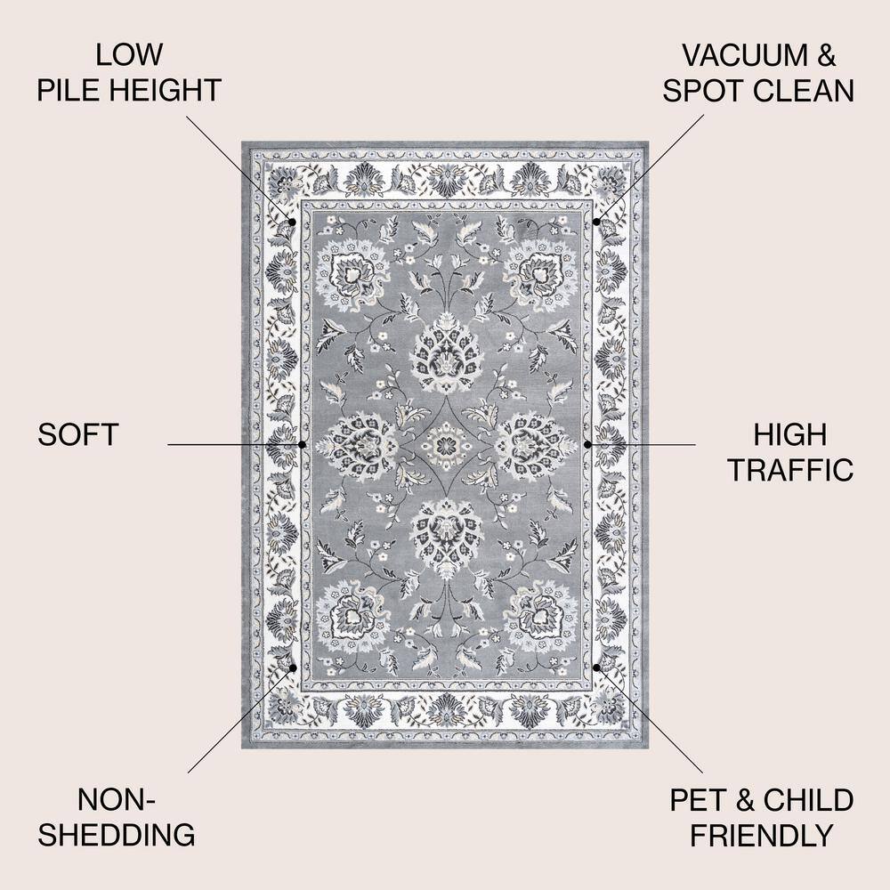 Gray and Cream 4' x 6' Reversible Synthetic Area Rug