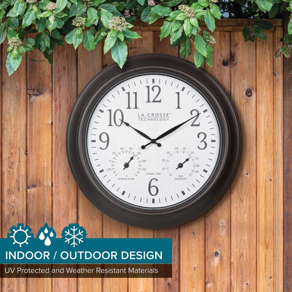 18-inch Dark Bronze Indoor/Outdoor Atomic Wall Clock