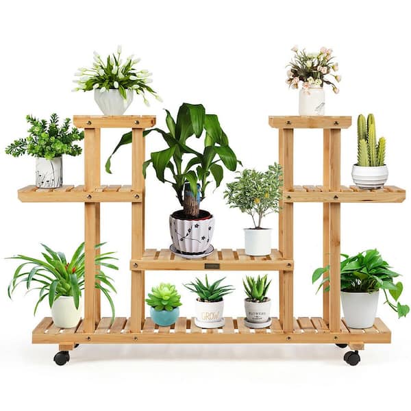 Costway 45 5 In X 10 31, Tiered Wooden Plant Stands Outdoor