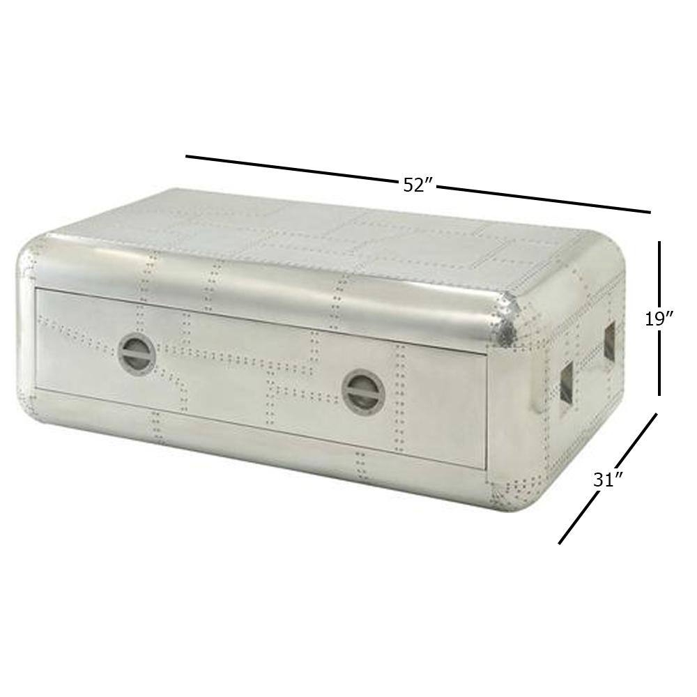 Brancaster Aluminum Rectangular Coffee Table with Storage