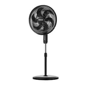 Big Breeze 16 in. Oscillating Stand Fan Black 3 Speed with Adjustable Height and 6 Blades