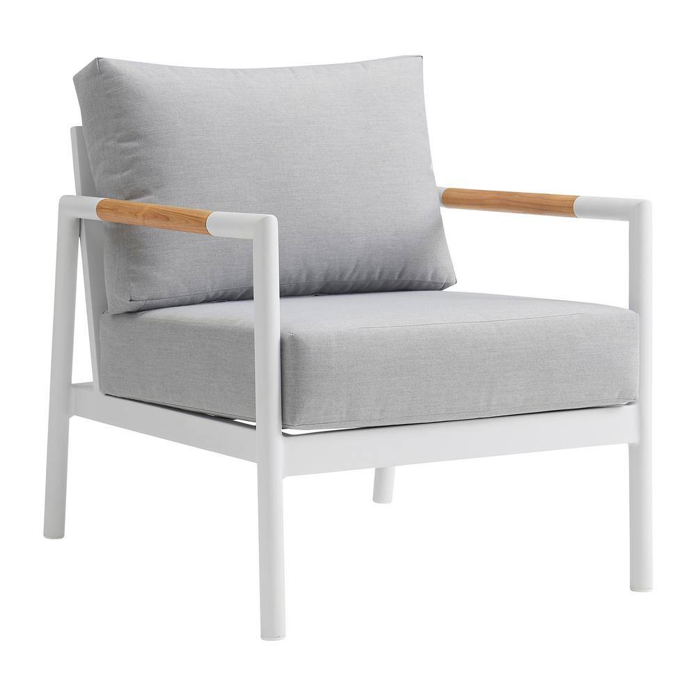 Royal 4-Piece White Aluminum Teak Outdoor Seating Set