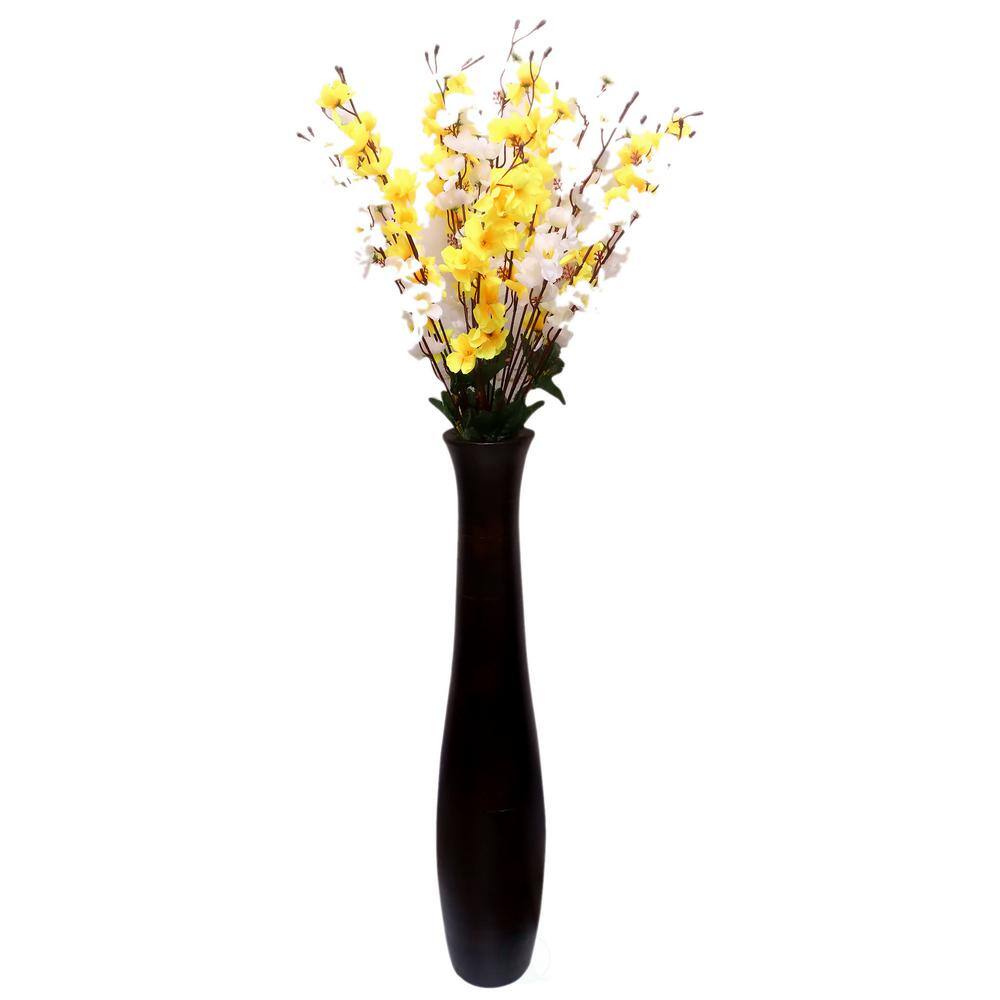 Brown Mango Wood Curved Floor Vase 30 inches