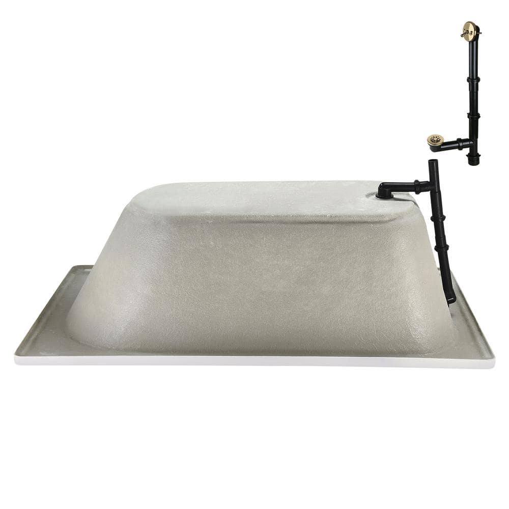72" x 36" Glossy White Acrylic Soaking Drop-In Bathtub with Polished Brass Drain