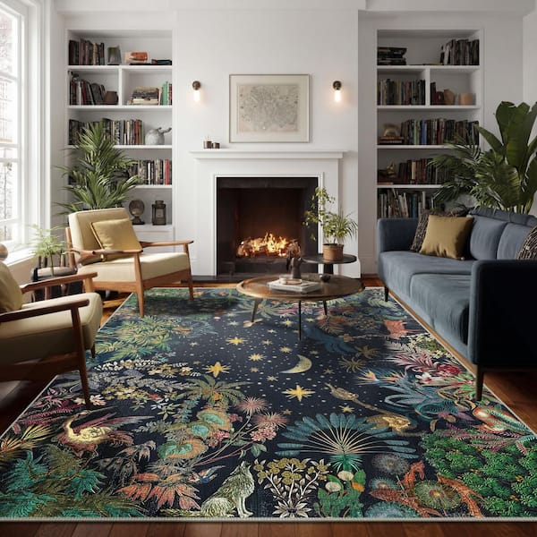 Bohemian 9 ft. x 12 ft. Distressed Black Soft Area Rug